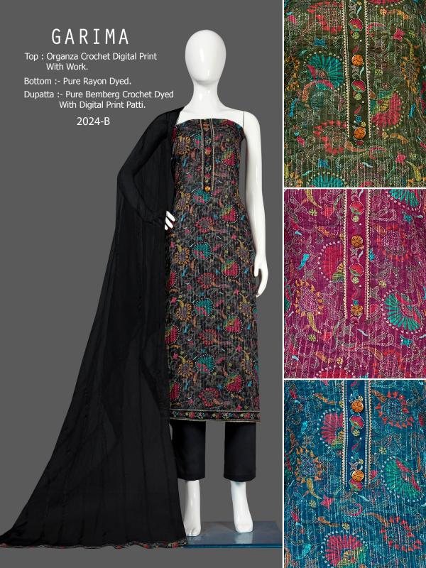 Bipson Garima 2024 Organza Designer Dress Material Collection